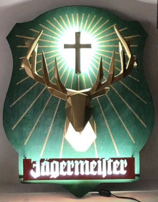 Vintage Jagermeister Jager Liqueur Bar Led Lighted Deer Head Advertising Sign