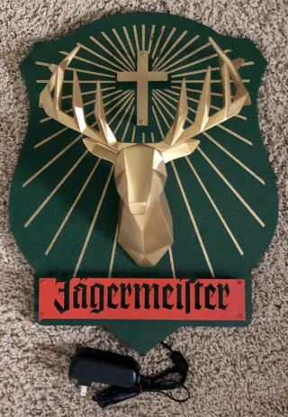Vintage Jagermeister Jager Liqueur Bar LED Lighted Deer Head Advertising Sign 2