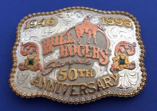 Vtg Rare 1996 Will Rogers Stampede Prca 50th Anniv.  Oklahoma Rodeo Belt Buckle