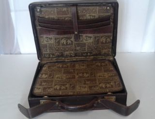Vtg Hartman Luggage Brown Leather Travel Briefcase Brass Hardware 18 " X 13 " X 5 "