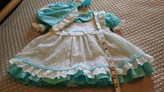 Vintage Gavette 4 Pce Baby Dress Apron Bonnet Panty Clothes Antique Reborn Doll