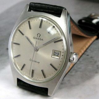 Mens 1970 Omega Geneve Vintage 613 Caliber Date Stainless Steel Swiss Made Watch
