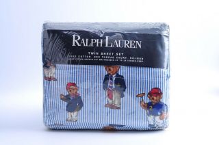 Vtg Ralph Lauren Polo Teddy Bear Twin Sheet Set Old Stock Vintage Htf