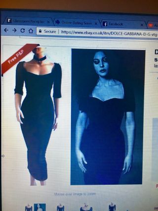 Dolce Gabbana D & G Vtg 1990s Black Wool Push Up Bellucci Dress Size 8/10 42