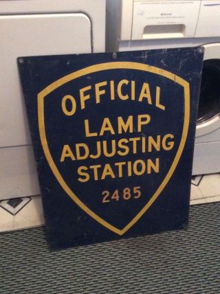 Vintage Double Side Official Lamp Adjusting Station Sign