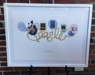 RARE Google Doodle 2013 Ada Lovelace 1st Woman Computer Programmer Framed Print 2