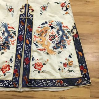 Antique Vintage Chinese Silk Embroidered ROBE Dragons Koi Flowers 2