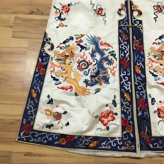 Antique Vintage Chinese Silk Embroidered ROBE Dragons Koi Flowers 3