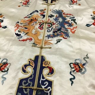 Antique Vintage Chinese Silk Embroidered ROBE Dragons Koi Flowers 8