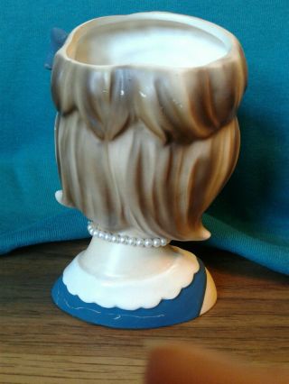 VINTAGE LADY HEAD VASE.  Open Eyes Enesco Imports Japan.  Mid - century Modern 5