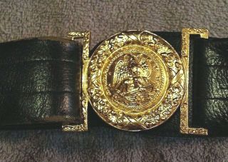 Stunning Vintage Ww2/wwii Us Navy Officers Leather Belt & Buckle