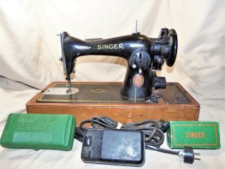 Singer 15 - 91 Heavy Duty Sewing Machine Vintage 1951 Serviced Runs Well 8324
