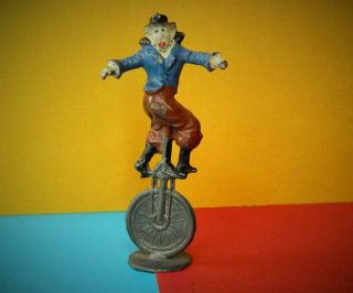 Charbens Lead Pre - War Vintage Mimic Circus Series Clown Riding A Unicycle