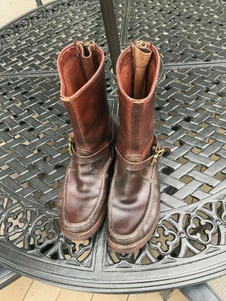 Vintage Russell Moccasin Co.  Bull Hide Zip Boots 8 D 358 Re - Soled