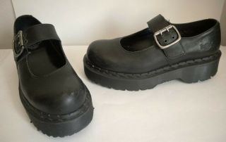 Dr.  Martens England Mary Jane Platform Shoes Black Us 8 Women Uk 6 Vintage Euc