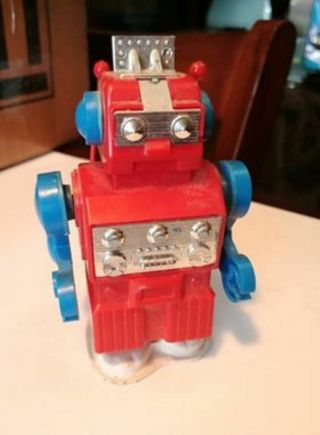 Vintage Japanese 5 " Red & Blue Small Robot Wind Up Toy.