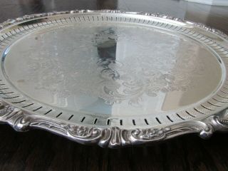 Wallace Baroque Silver Plate Round Tray Vintage Silversmith Large Plate 18 3/4 "