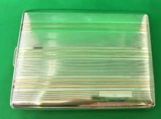 VTG Sterling Silver with 14K Gold and Rose Gold Inlay Art Deco Cigarette Case 2