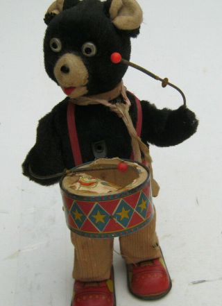 1950’s " Barney Bear " The Drummer Boy Tin Toy Cragstan