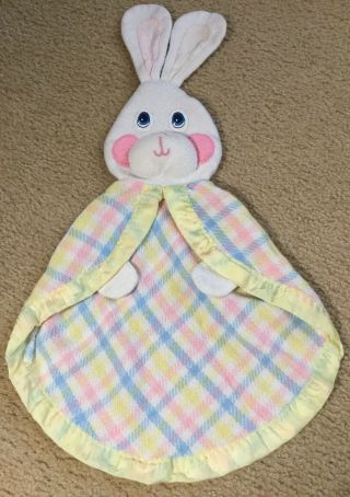 Vintage 1979 Rare Fisher Price Yellow Bunny Lovey Security Blanket Puppet (e1)