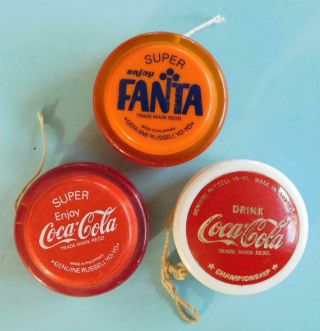 3x Vintage Coca Cola Fanta Championship And Yo - Yos Yoyo