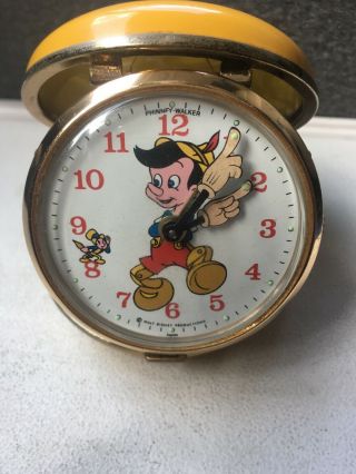 Walt Disney “pinocchio” Vintage Travel Alarm Clock,  Rare,  L@@k