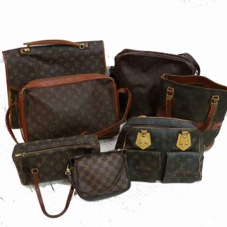 Auth Louis Vuitton Vintage Monogram Damier Shoulder Hand Bag 7pc Set 507007