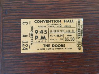 The Doors 8/31/1968 Asbury Park Jersey Vintage Concert Ticket Stub