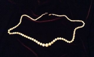 Vintage Lustrous Moonstone Graduated Bead Necklace W/14k Gold Clasp - 30 " Long