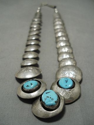 Superlative Vintage Navajo Blue Turquoise Sterling Silver Native Bracelet Old