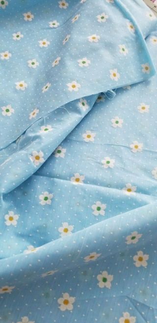 Vintage Flocked Fabric Blue Flocked Floral Semi Sheer Flocked Dotted Swiss