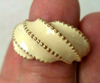 Stunning Vintage Estate Sz 18k Hge Enameled Gold Tone Sz 6 Ring 2298a