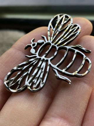 Vintage Stunning Large Silver Bee Brooch Pin Gift Idea Gift Pouch Inc