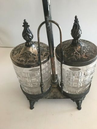 Antique Meriden Silver Plated Double Pickle Castor