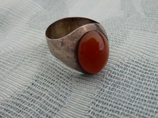 Stylish 1973/74 " Magnus Maximus Designs " Sterling Silver Red Agate Ring