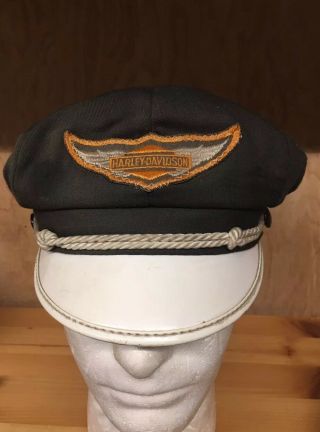 Antique Harley - Davidson Captains White Hat Cap 30 