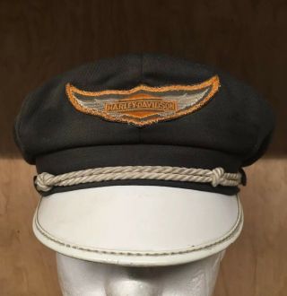 ANTIQUE HARLEY - DAVIDSON CAPTAINS White HAT CAP 30 ' S - 40 ' S - 50 Knucklehead 2