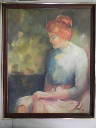 Vintage Rose Rosenthal Oil Painting Signed Framed Just Resting Portrait
