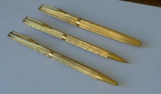 Vintage Set Gold Plated Waterman Fountain ballpoint pens mechanical pencil 2