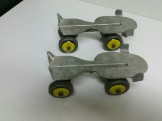 Vintage Metal Union Hardware Company Adjustable Roller Skates Usa Yellow Wheels