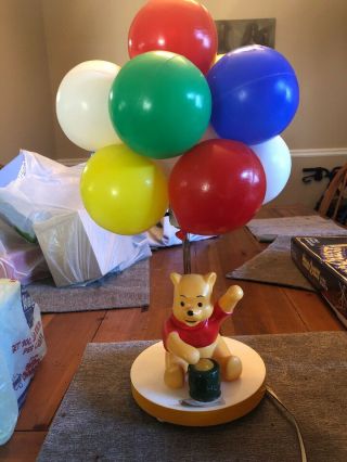 Vintage Winnie The Pooh 1981 Hunny Pot Holding Balloons.  Lamp And Night Light