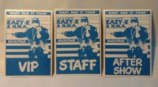 3 Eazy E & N.  W.  A Backstage Pass Passes Rare Vtg Duz It Tour Staff Vip After Show