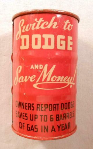 Vintage Dodge Oil Drum Bank Detroit Area Dealers On Back Plymouth Chrysler Mopar