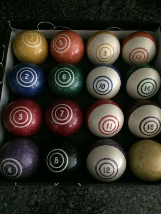 Vintage Speckeled Pool Billard Balls
