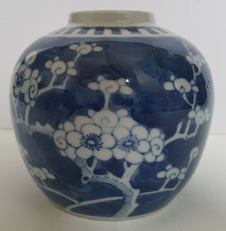 Good Antique Chinese Blue & White Porcelain Prunus Blossom Jar