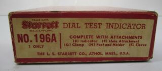 Vtg Starrett Dial Test Indicator Set 196A & Attachments Wood Case Machinist Tool 6