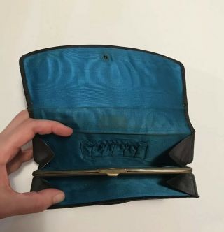 Rare Vintage Art Deco Era 1920s Engraved French Clutch Bag Leather & Celluloid 3