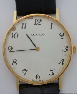 Scarce Movado Zenith Huge 14k Gold Vintage Mens Wrist Watch To Restore