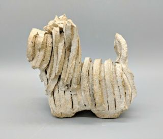 Vintage Off - White Westie Terrier Dog Clay Sculpture By Almazetta Casey
