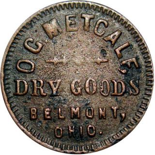 1864 Belmont Ohio Civil War Token C G Metcalf Very Rare Town R8